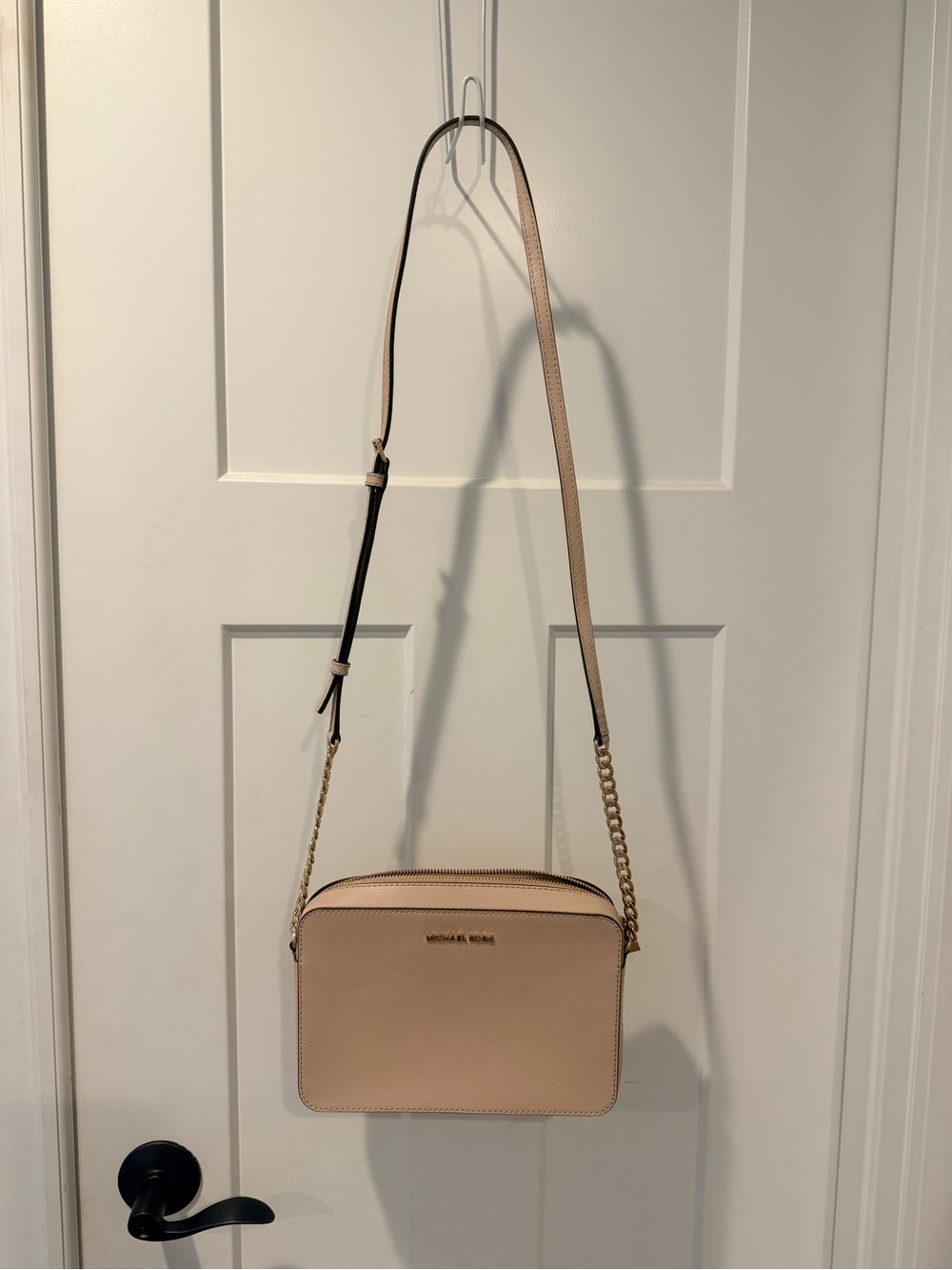 Michael Kors Blush/Petal Leather Crossbody with Gold Chain